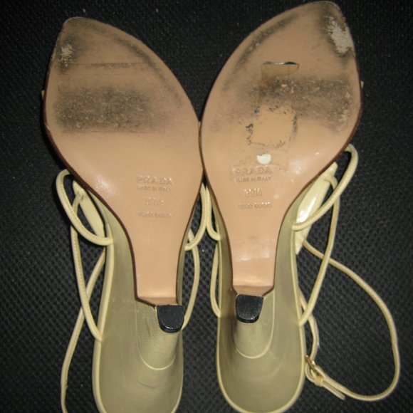 ❤️PRADA Strappy Wedge Heels Shoes Sz 39 1/2 - Picture 6 of 7